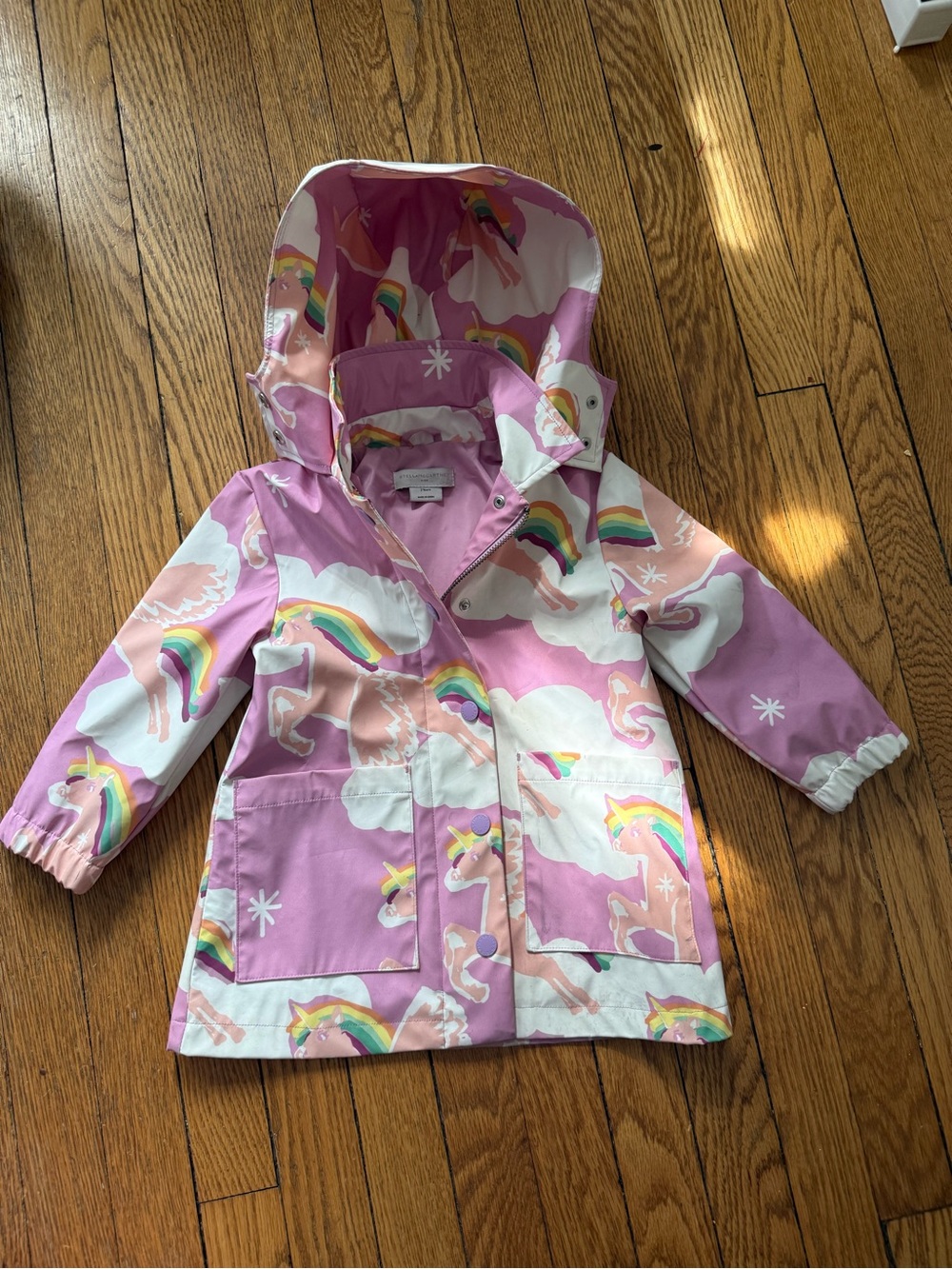 Stella McCartney Pink Unicorn Rainbow Rain Jacket - Size 2